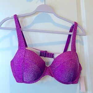 Victoria’s Secret Pink lurex glitter pink bikini bra top 34DD